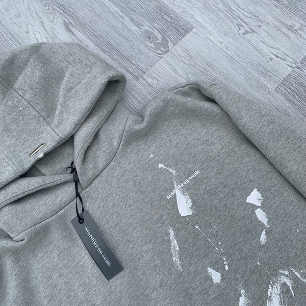 Maniere De Voir Oversized Distressed Paint Hoodie - Grey