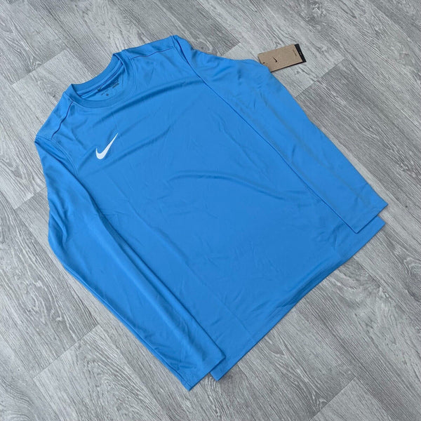 Nike Dri Fit Academy Long Sleeve T-Shirt Top and Shorts Set - University Blue