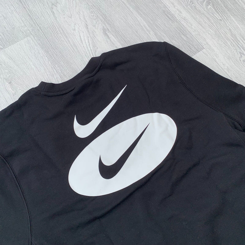 Nike Air Double Swoosh League Fleece Club Crew Sweatshirt - Black [DM5460-010]