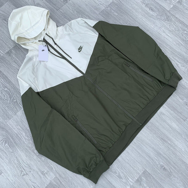 Nike Full Zip Windbreaker Windrunner Hoodie Jacket - Khaki Green [AT5270-380]