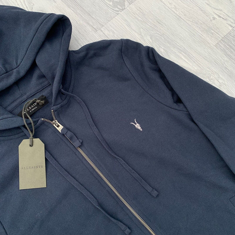 AllSaints Raven Full Zip Fleece Hoodie - Deep Space Blue