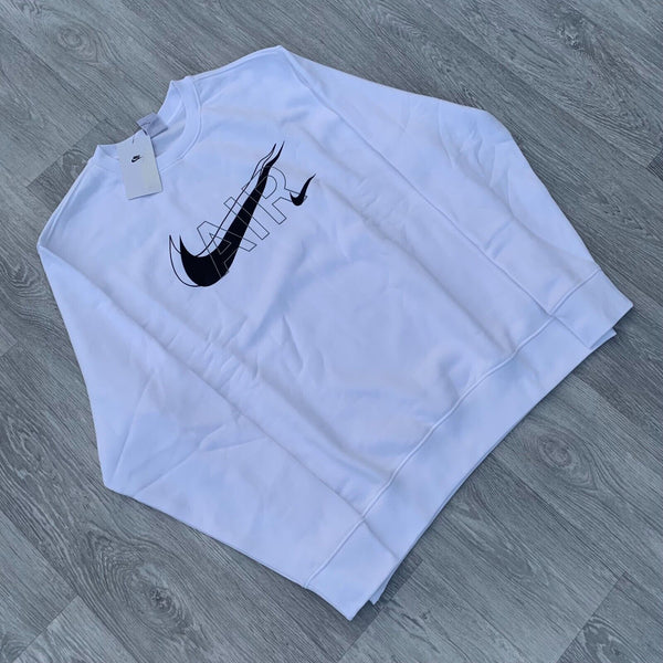 Nike Air Double Swoosh Club Fleece Crew Sweatshirt - White [DD9699-100]