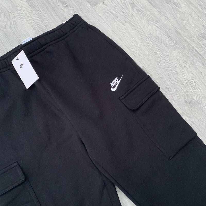 Nike Foundation Fleece Cargo Tracksuit Hoodie Joggers Sweatpants Set - Black