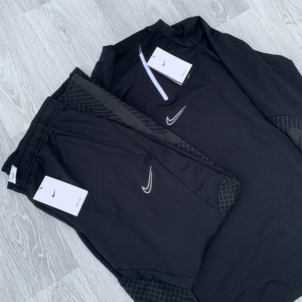 Nike Strike Dri Fit Tracksuit Half Zip Track Top and Pants Bottoms Set - Black