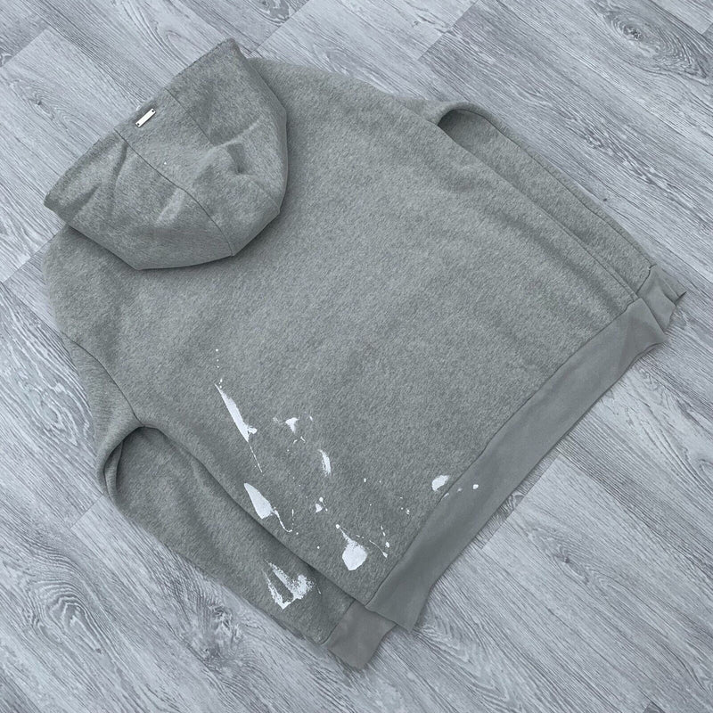 Maniere De Voir Oversized Distressed Paint Hoodie - Grey