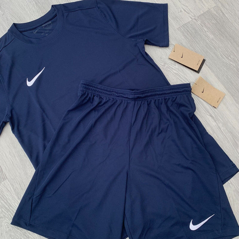 Nike Dri Fit Academy T-Shirt Top and Shorts Set - Obsidian Navy