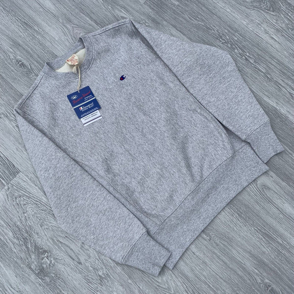 Champion C Logo Reverse Weave Fleece Crew Sweatshirt Heavyweight Vintage - Grey