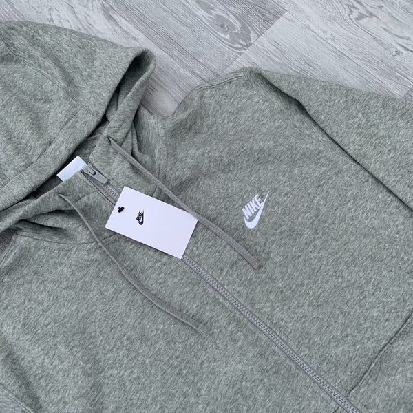 Nike Foundation Club Fleece Full Zip Hoody - Grey Heather [BV2645-063]