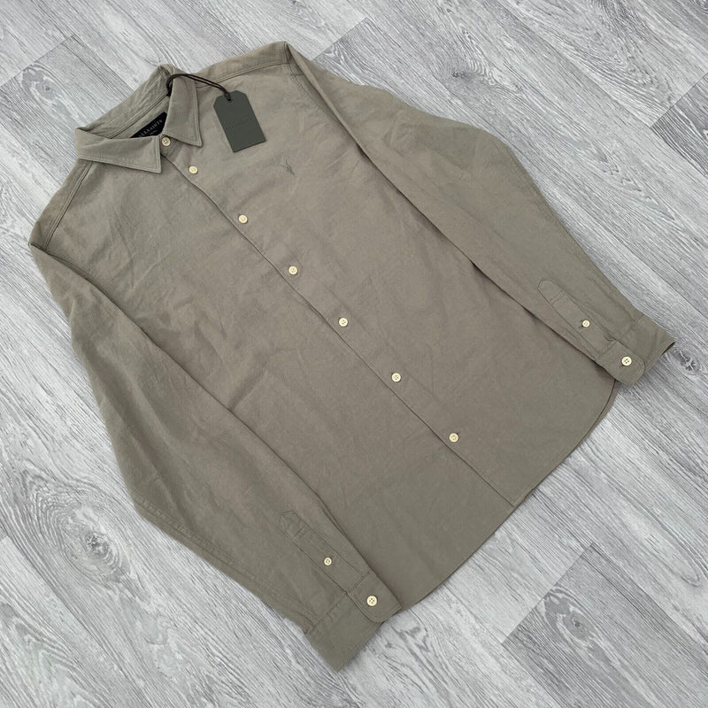 AllSaints Lovell Long Sleeve Button Shirt - Mink Grey