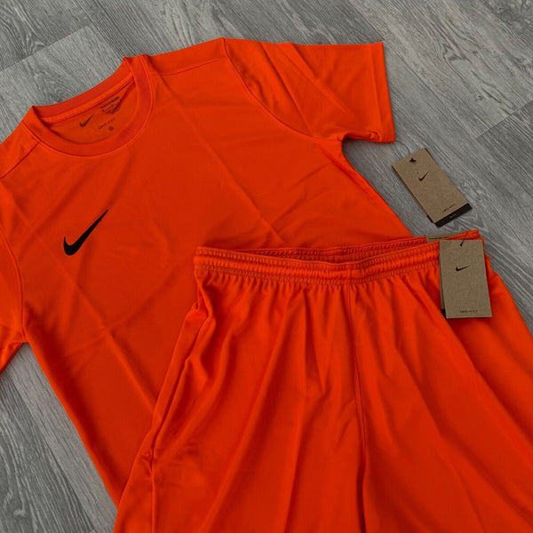 Nike Dri Fit Academy T-Shirt Top and Shorts Set - Safety Orange