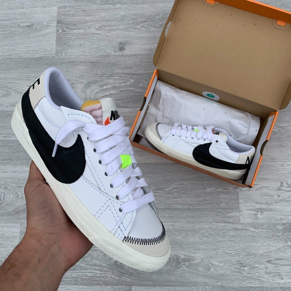 Nike Blazer Low 77 Jumbo Retro Vintage Trainers -  White/Black/Sail [DN2158-101]