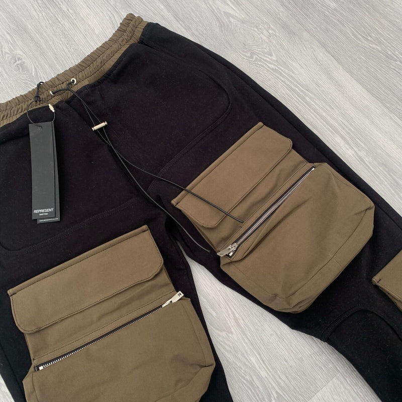 Represent Zip Slim Cargo Pants  - Black/Olive