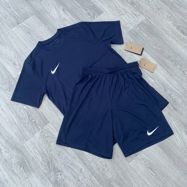 Nike Dri Fit Academy T-Shirt Top and Shorts Set - Obsidian Navy