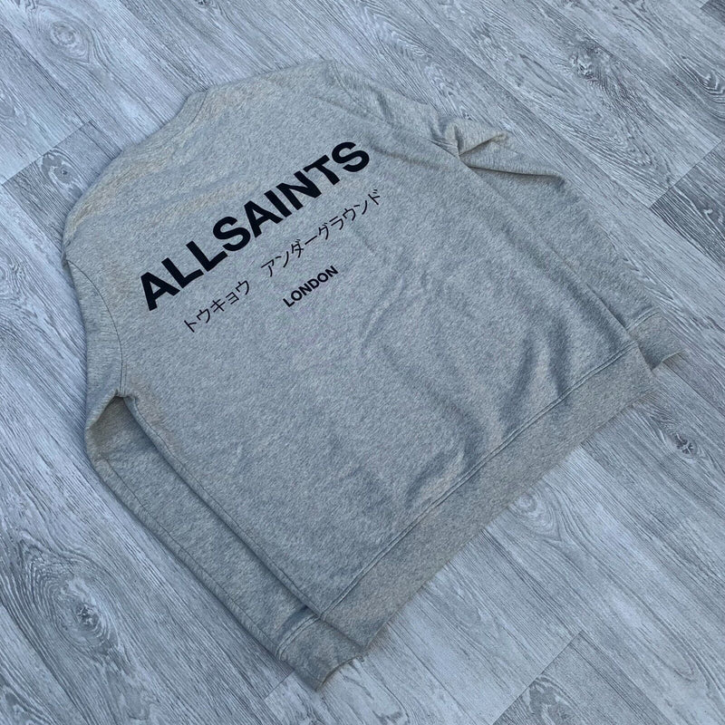 AllSaints Underground Oversized Crew Sweatshirt - Grey/Black