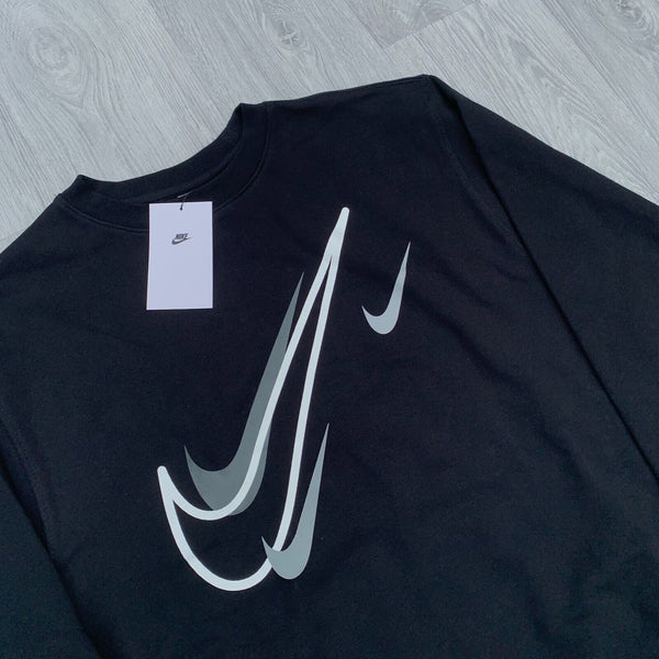 Nike Multi Swoosh Foundation Crew Sweatshirt Jumper - Black [DQ3943-010]