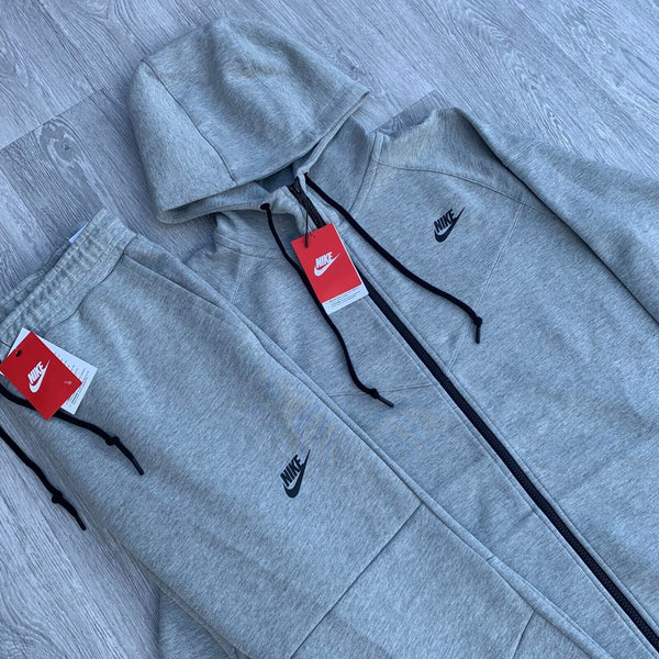 Nike Tech Fleece OG Full Tracksuit Hoodie Slim Joggers Sweatpants Set - Grey