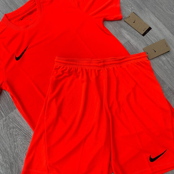 Nike Dri Fit Academy T-Shirt Top and Shorts Set - Bright Crimson