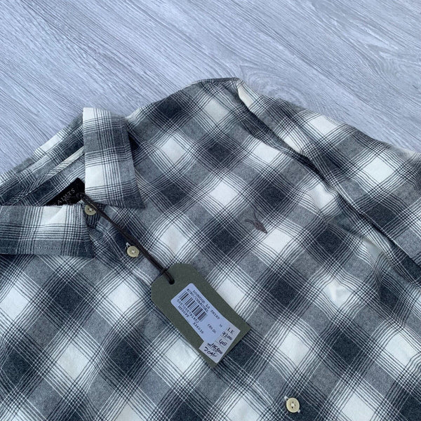 AllSaints Dogwood Long Sleeve Check Shirt - Charcoal/Ecru