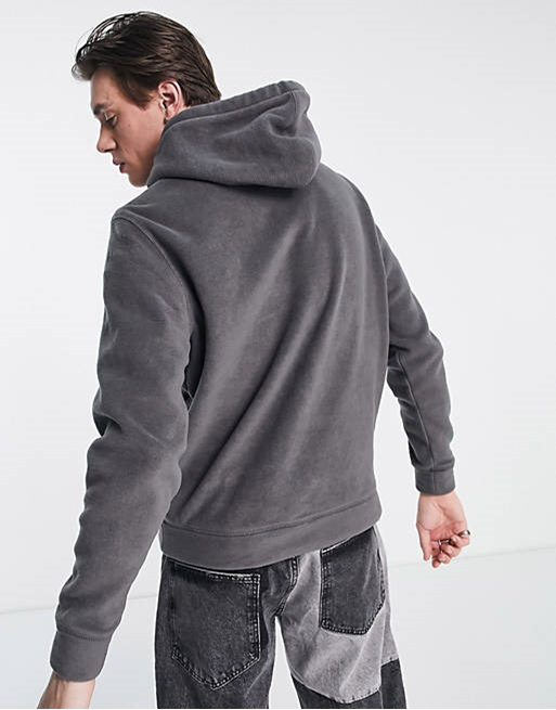 AllSaints Torin Overhead Polar Fleece Hoodie - Monument Grey