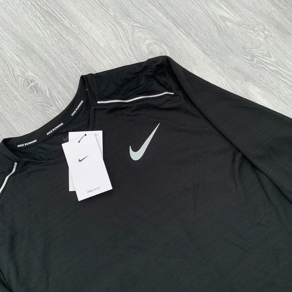 Nike Long Sleeve Miler Reflective Running Training Top - Black [CU0318-010]