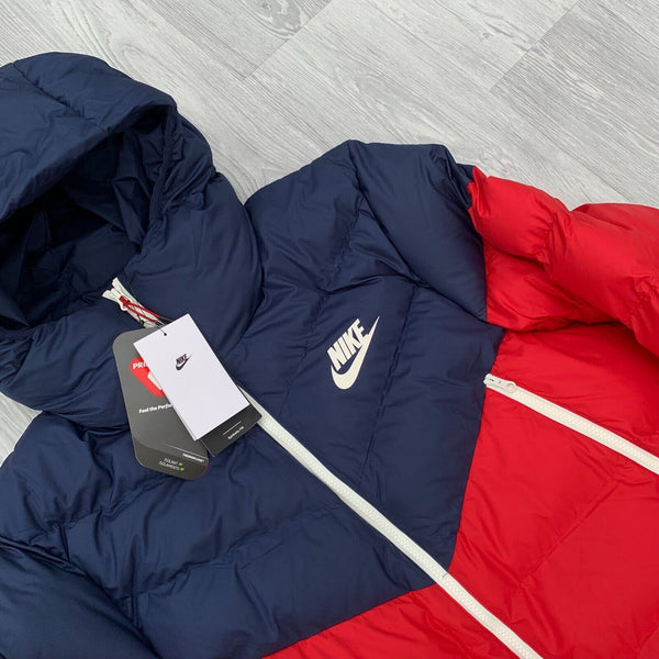 Nike Storm Fit Zip Hooded Puffer Jacket Coat - Navy/Red [DV5121-410]