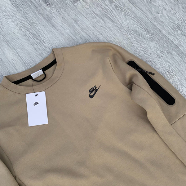 Nike Tech Fleece Crew Sweatshirt - Beige Khaki [CU4505-247]