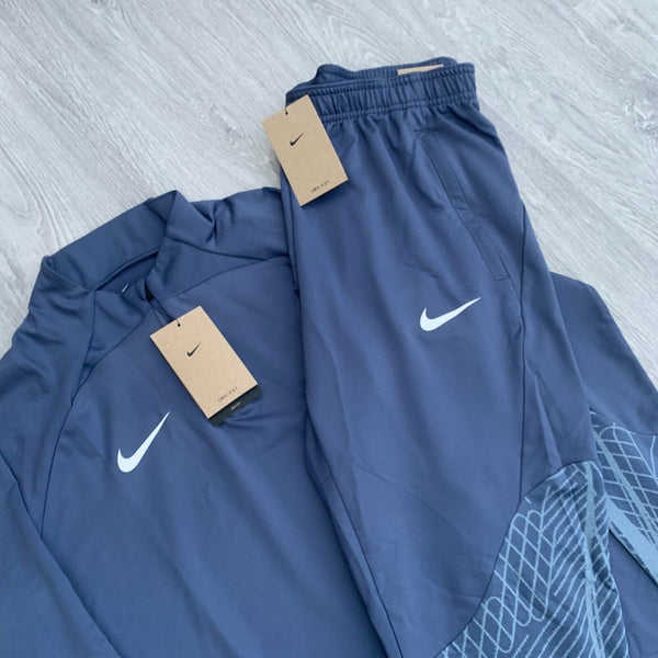 Nike Strike Dri Fit Tracksuit Half Zip Track Top and Pants Bottoms Set - Blue