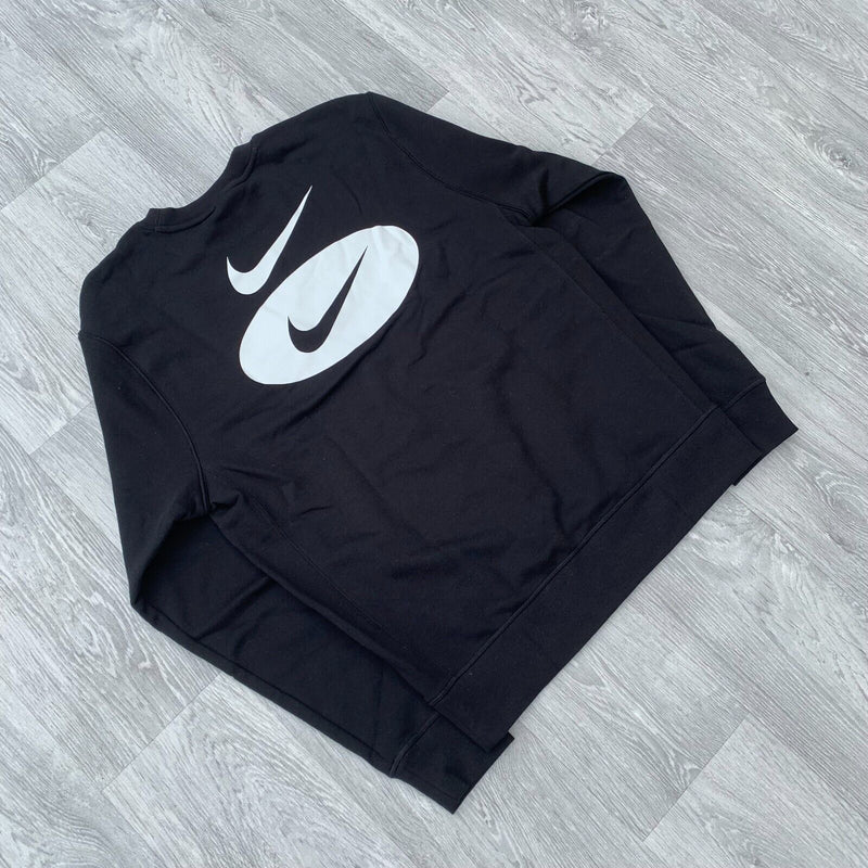 Nike Air Double Swoosh League Fleece Club Crew Sweatshirt - Black [DM5460-010]