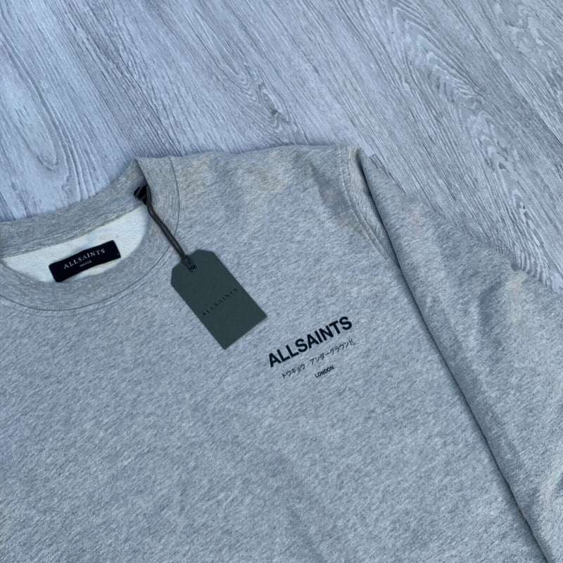 AllSaints Underground Oversized Crew Sweatshirt - Grey/Black