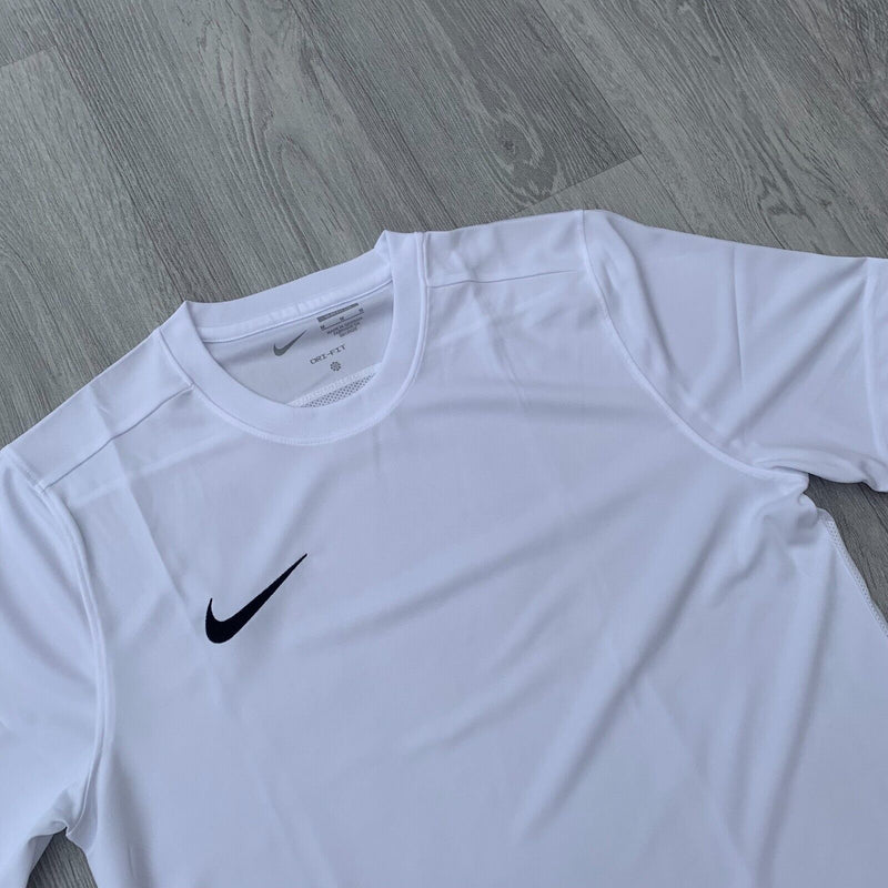 Nike Dri Fit Academy T-Shirt Top and Shorts Set - White/Grey