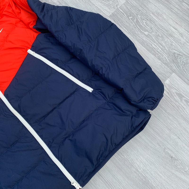 Nike Storm Fit Zip Hooded Puffer Jacket Coat - Navy/Red