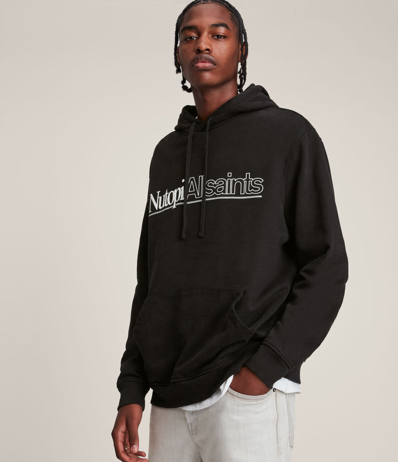 AllSaints Topia Pullover Hoodie - Jet Black/Optic White