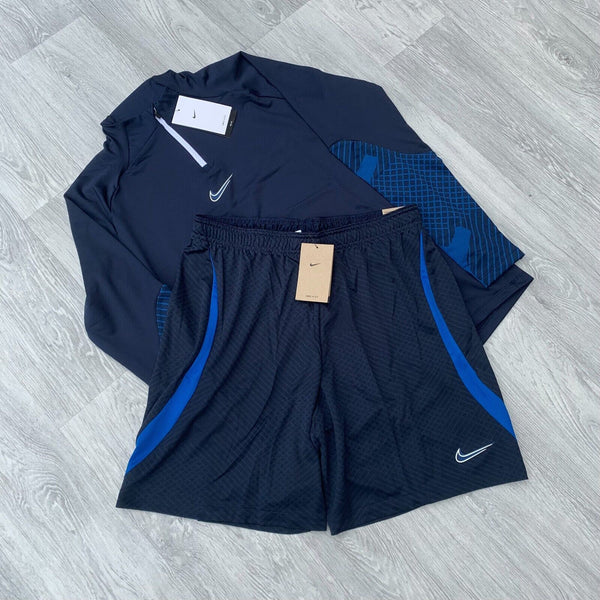 Nike Strike Dri Fit Tracksuit Half Zip Track Top and Shorts Set - Obsidian Blue