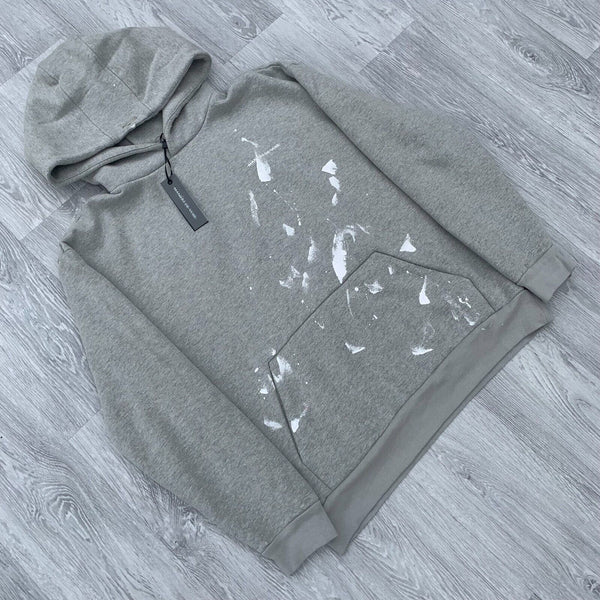 Maniere De Voir Oversized Distressed Paint Hoodie - Grey