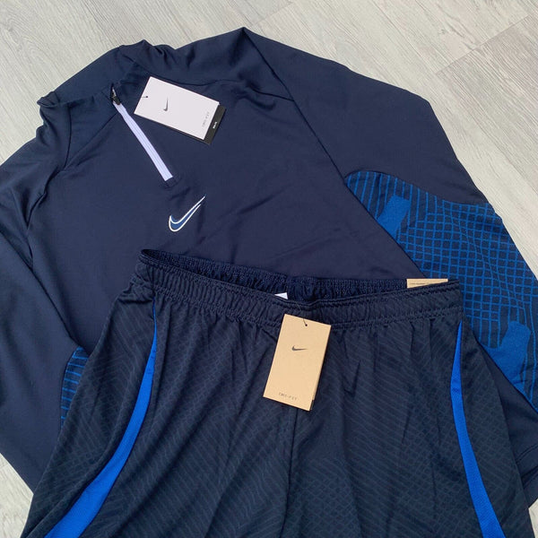 Nike Strike Dri Fit Tracksuit Half Zip Track Top and Shorts Set - Obsidian Blue