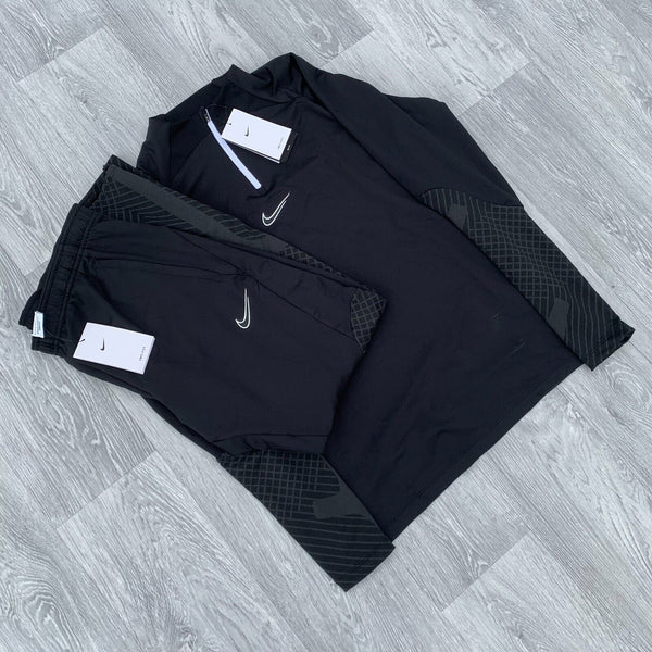 Nike Strike Dri Fit Tracksuit Half Zip Track Top and Pants Bottoms Set - Black