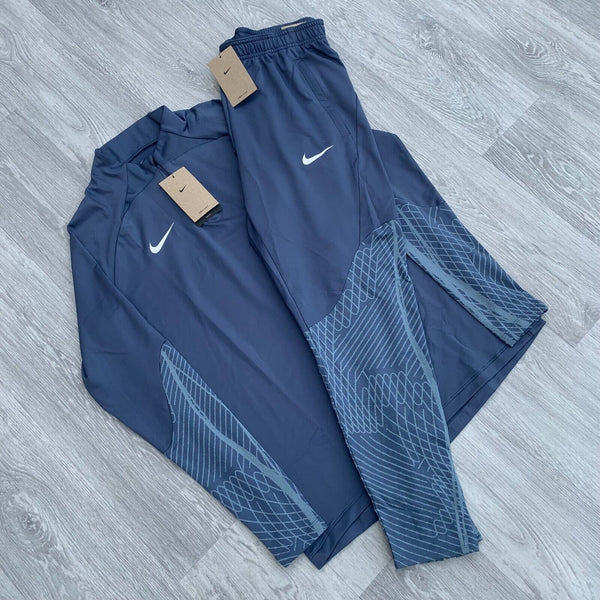 Nike Strike Dri Fit Tracksuit Half Zip Track Top and Pants Bottoms Set - Blue