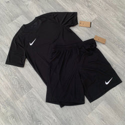 Nike Dri Fit Academy T-Shirt Top and Shorts Set - Black