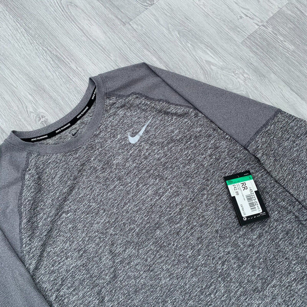 Nike Long Sleeve Miler Reflective Running Training Top Shirt - Grey [AH8977-021]